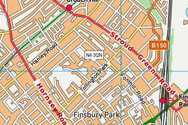 N4 3QN map - OS VectorMap District (Ordnance Survey)