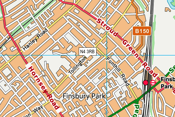 N4 3RB map - OS VectorMap District (Ordnance Survey)