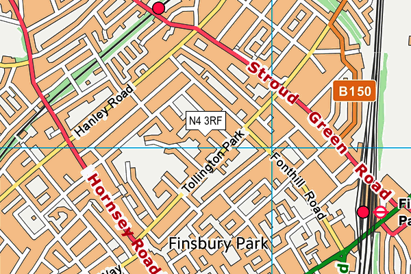 N4 3RF map - OS VectorMap District (Ordnance Survey)