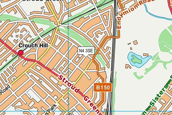 N4 3SE map - OS VectorMap District (Ordnance Survey)