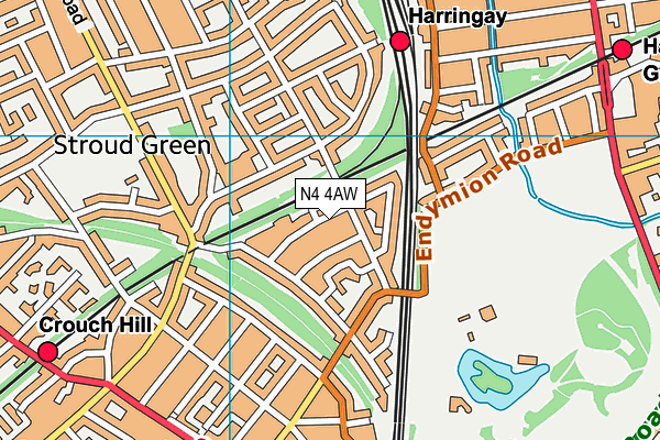N4 4AW map - OS VectorMap District (Ordnance Survey)