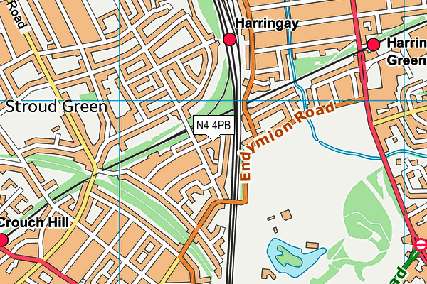 N4 4PB map - OS VectorMap District (Ordnance Survey)