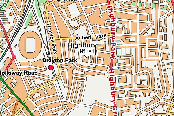 N5 1AH map - OS VectorMap District (Ordnance Survey)
