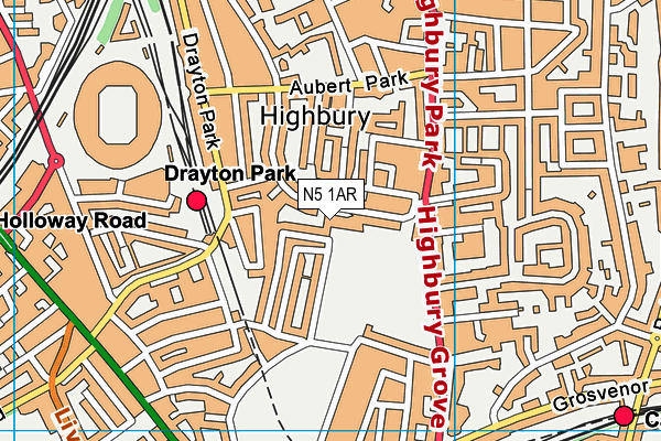 N5 1AR map - OS VectorMap District (Ordnance Survey)