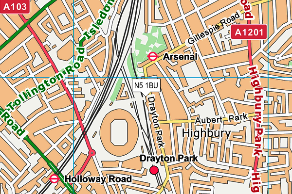 Arsenal Sports Centre (Closed) map (N5 1BU) - OS VectorMap District (Ordnance Survey)