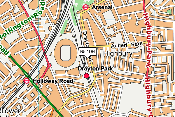 N5 1DH map - OS VectorMap District (Ordnance Survey)