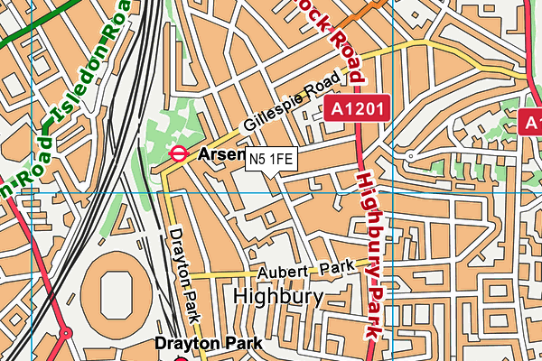 Fitness First (Highbury) map (N5 1FE) - OS VectorMap District (Ordnance Survey)