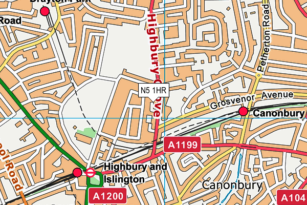 N5 1HR map - OS VectorMap District (Ordnance Survey)