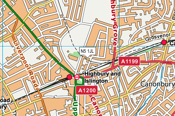 N5 1JL map - OS VectorMap District (Ordnance Survey)