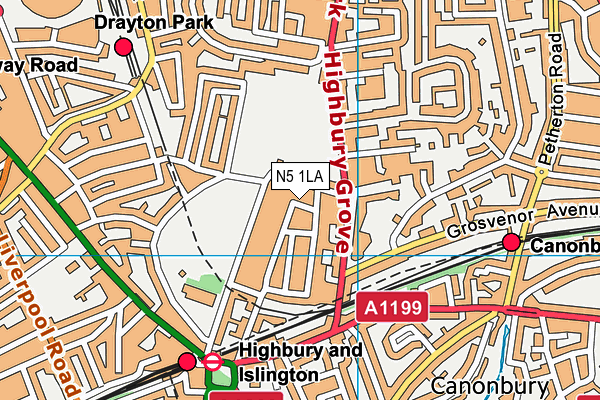 N5 1LA map - OS VectorMap District (Ordnance Survey)