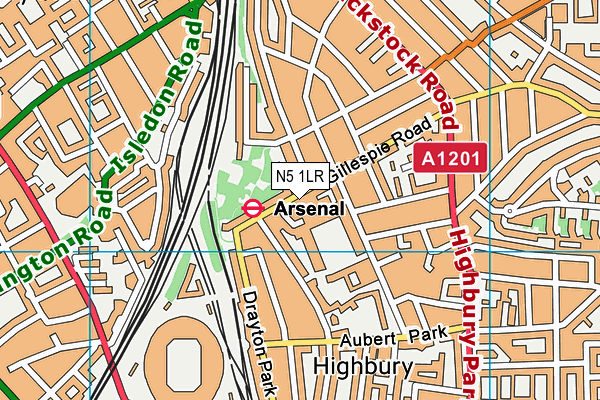 N5 1LR map - OS VectorMap District (Ordnance Survey)