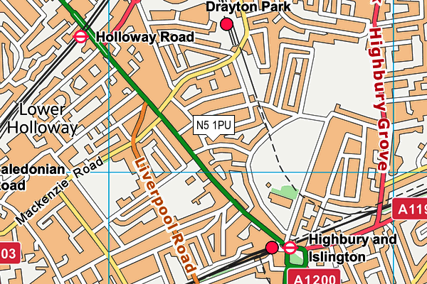 N5 1PU map - OS VectorMap District (Ordnance Survey)