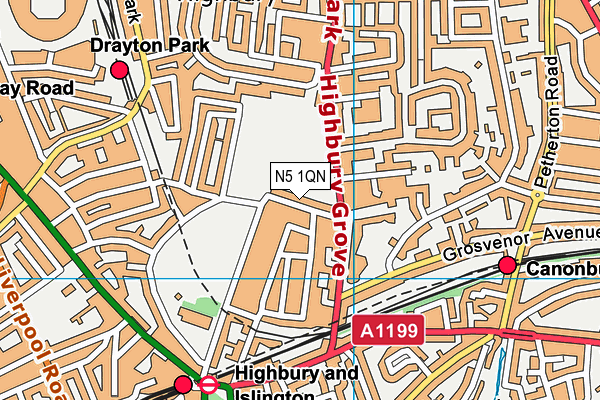 N5 1QN map - OS VectorMap District (Ordnance Survey)