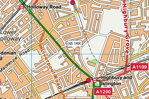 N5 1RR map - OS VectorMap District (Ordnance Survey)