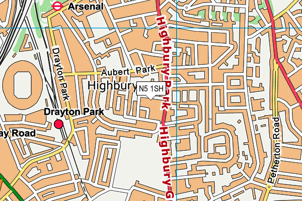 N5 1SH map - OS VectorMap District (Ordnance Survey)