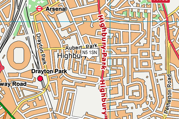 N5 1SN map - OS VectorMap District (Ordnance Survey)