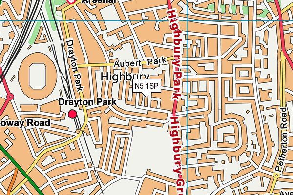 N5 1SP map - OS VectorMap District (Ordnance Survey)