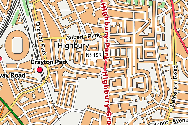 N5 1SR map - OS VectorMap District (Ordnance Survey)