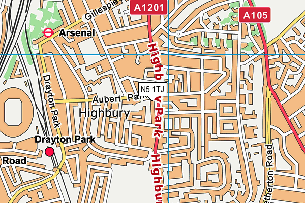 N5 1TJ map - OS VectorMap District (Ordnance Survey)