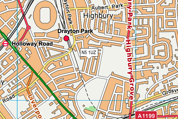 N5 1UZ map - OS VectorMap District (Ordnance Survey)