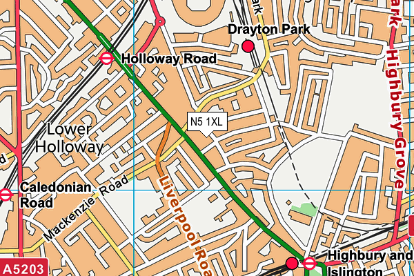 N5 1XL map - OS VectorMap District (Ordnance Survey)