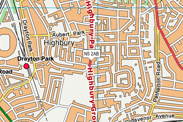 N5 2AB map - OS VectorMap District (Ordnance Survey)