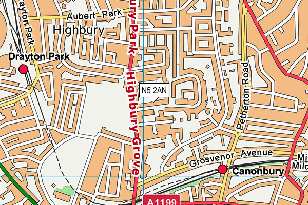 N5 2AN map - OS VectorMap District (Ordnance Survey)