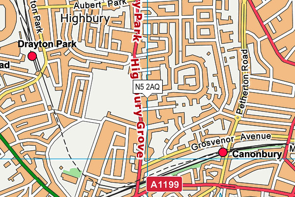 N5 2AQ map - OS VectorMap District (Ordnance Survey)