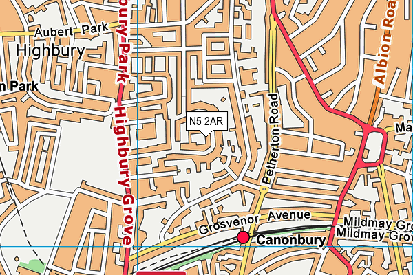 N5 2AR map - OS VectorMap District (Ordnance Survey)