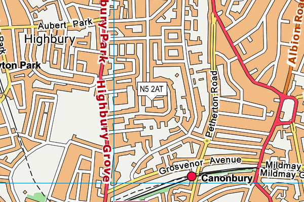 N5 2AT map - OS VectorMap District (Ordnance Survey)