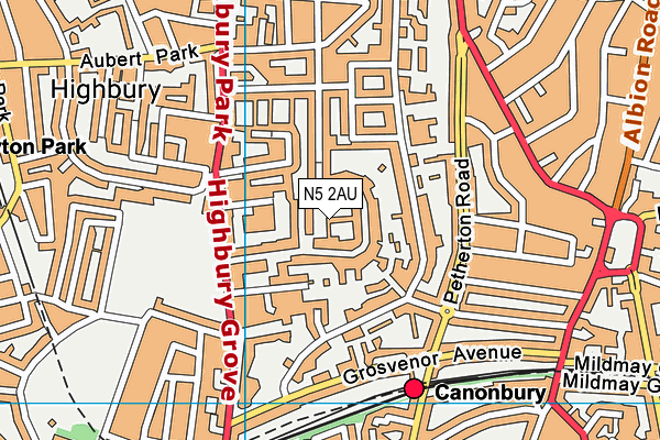 N5 2AU map - OS VectorMap District (Ordnance Survey)