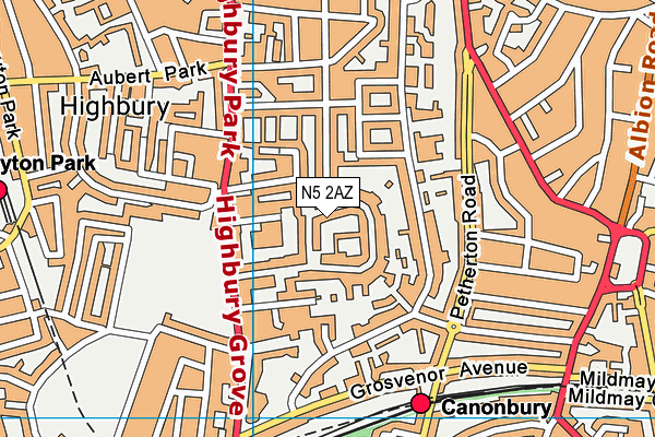 N5 2AZ map - OS VectorMap District (Ordnance Survey)