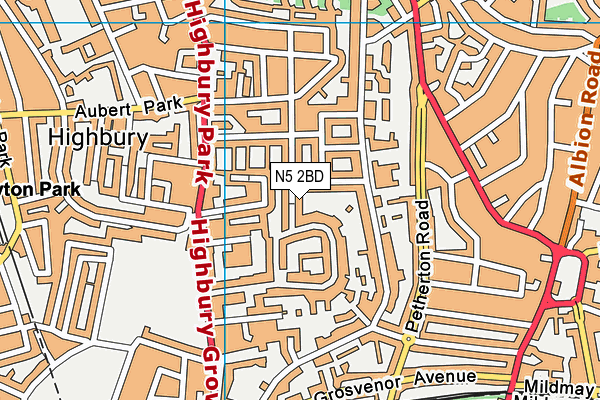 N5 2BD map - OS VectorMap District (Ordnance Survey)