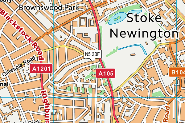 N5 2BF map - OS VectorMap District (Ordnance Survey)