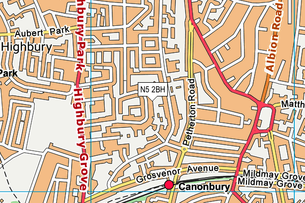 N5 2BH map - OS VectorMap District (Ordnance Survey)