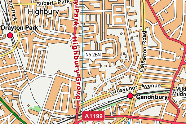 N5 2BN map - OS VectorMap District (Ordnance Survey)