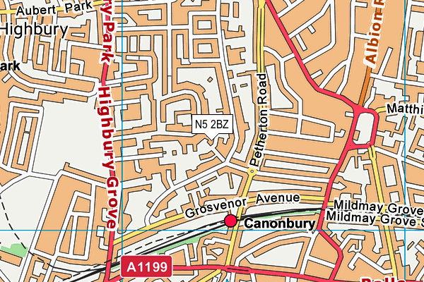 N5 2BZ map - OS VectorMap District (Ordnance Survey)