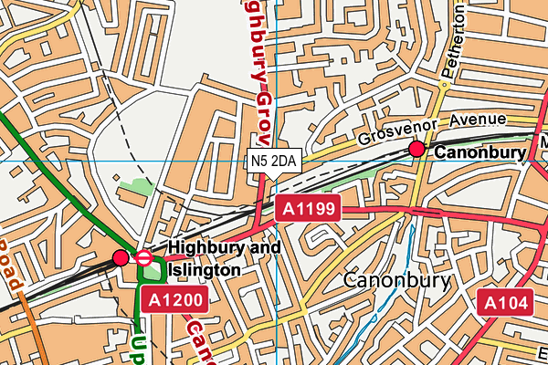 N5 2DA map - OS VectorMap District (Ordnance Survey)