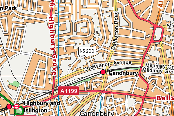 N5 2DD map - OS VectorMap District (Ordnance Survey)