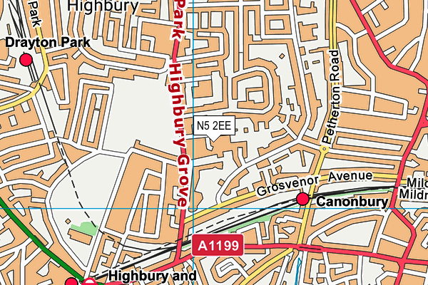 N5 2EE map - OS VectorMap District (Ordnance Survey)