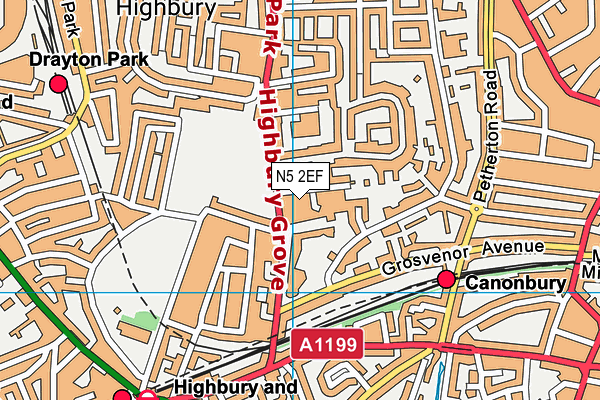 N5 2EF map - OS VectorMap District (Ordnance Survey)