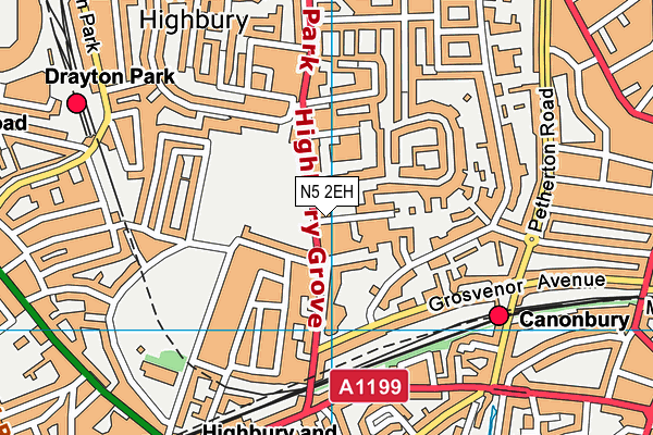 N5 2EH map - OS VectorMap District (Ordnance Survey)
