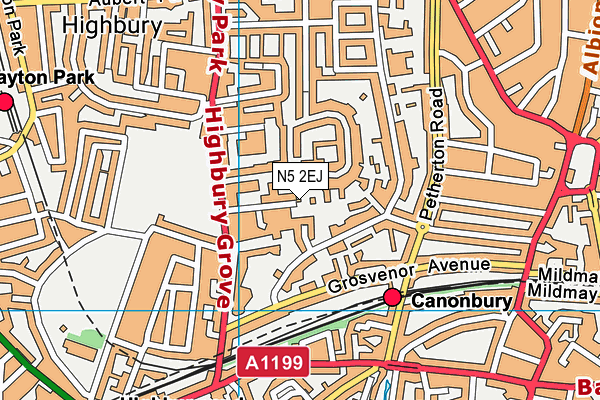 N5 2EJ map - OS VectorMap District (Ordnance Survey)