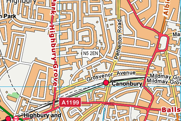 N5 2EN map - OS VectorMap District (Ordnance Survey)