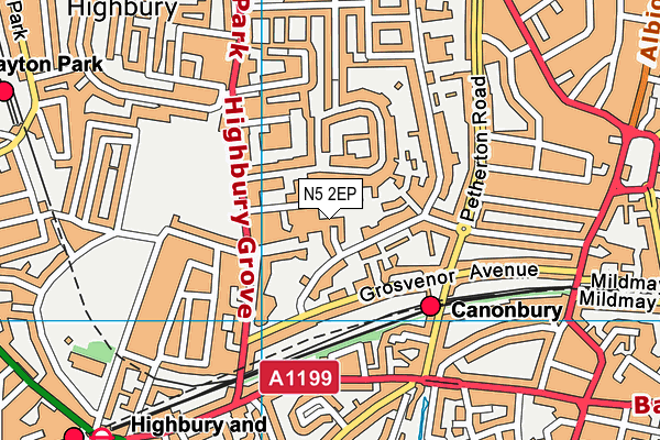 N5 2EP map - OS VectorMap District (Ordnance Survey)