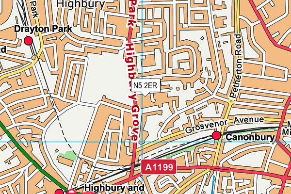 N5 2ER map - OS VectorMap District (Ordnance Survey)