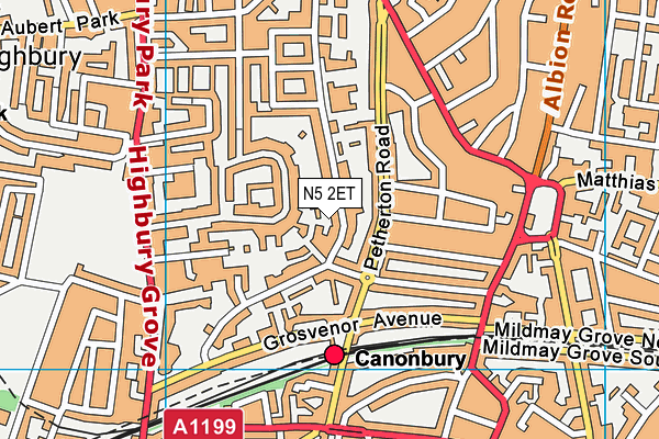 N5 2ET map - OS VectorMap District (Ordnance Survey)