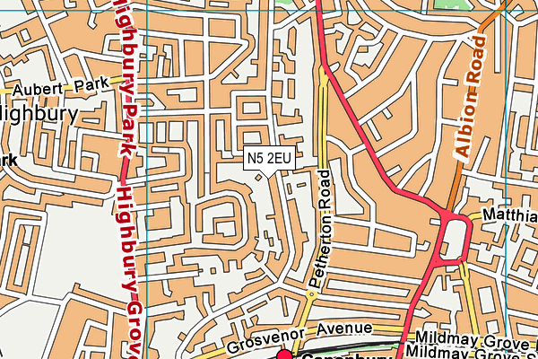 N5 2EU map - OS VectorMap District (Ordnance Survey)