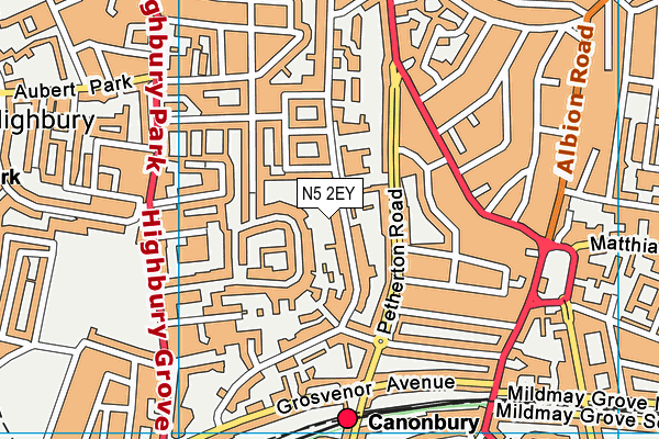 N5 2EY map - OS VectorMap District (Ordnance Survey)