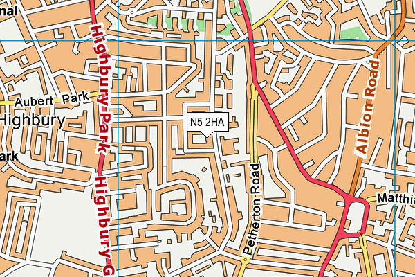 N5 2HA map - OS VectorMap District (Ordnance Survey)
